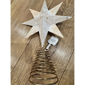 Threshold with Studio McGee White Wood Star Gold Coil Tree Topper One Size